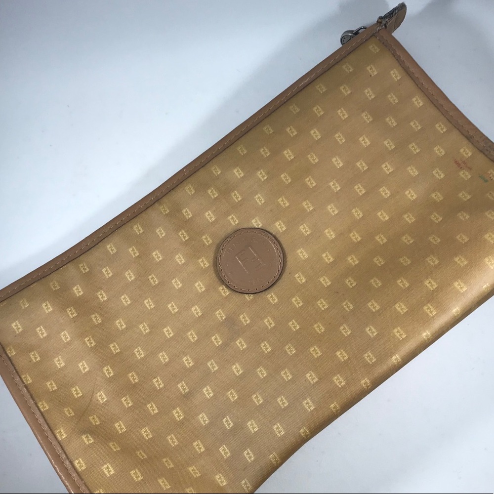 Gold Canvas Coated Fendi Cosmetic Bag